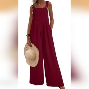 Chic Burgundy Wide-Leg Jumpsuit